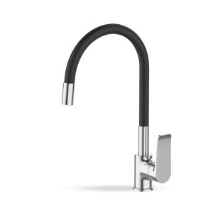 Acquanet Volcano Flexi 10-44-8001 Black Μπαταρία Κουζίνας Πάγκου Μαύρη