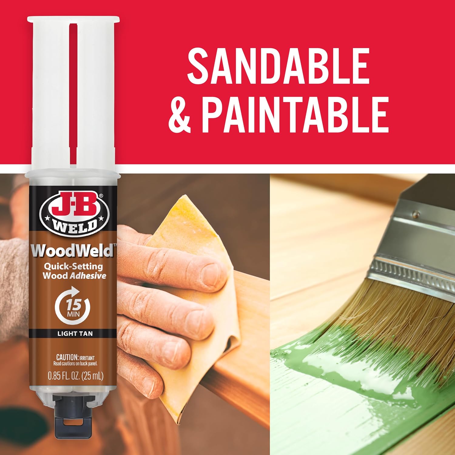 Εποξική Κόλλα Δύο Συστατικών J-B WELD WOODWELD™ SYRINGE - 25 ml Ανοιχτό Καφέ - Image 3