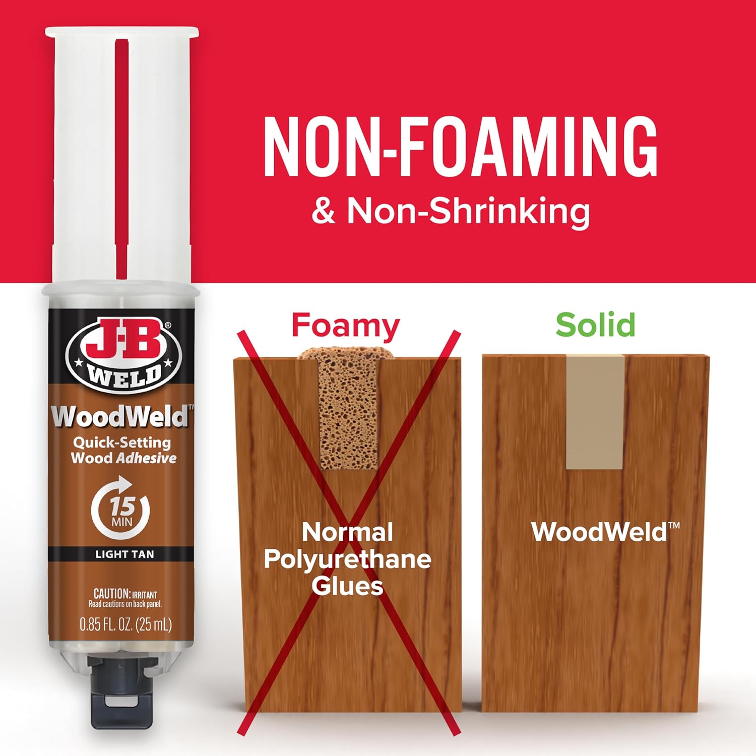 Εποξική Κόλλα Δύο Συστατικών J-B WELD WOODWELD™ SYRINGE - 25 ml Ανοιχτό Καφέ - Image 2