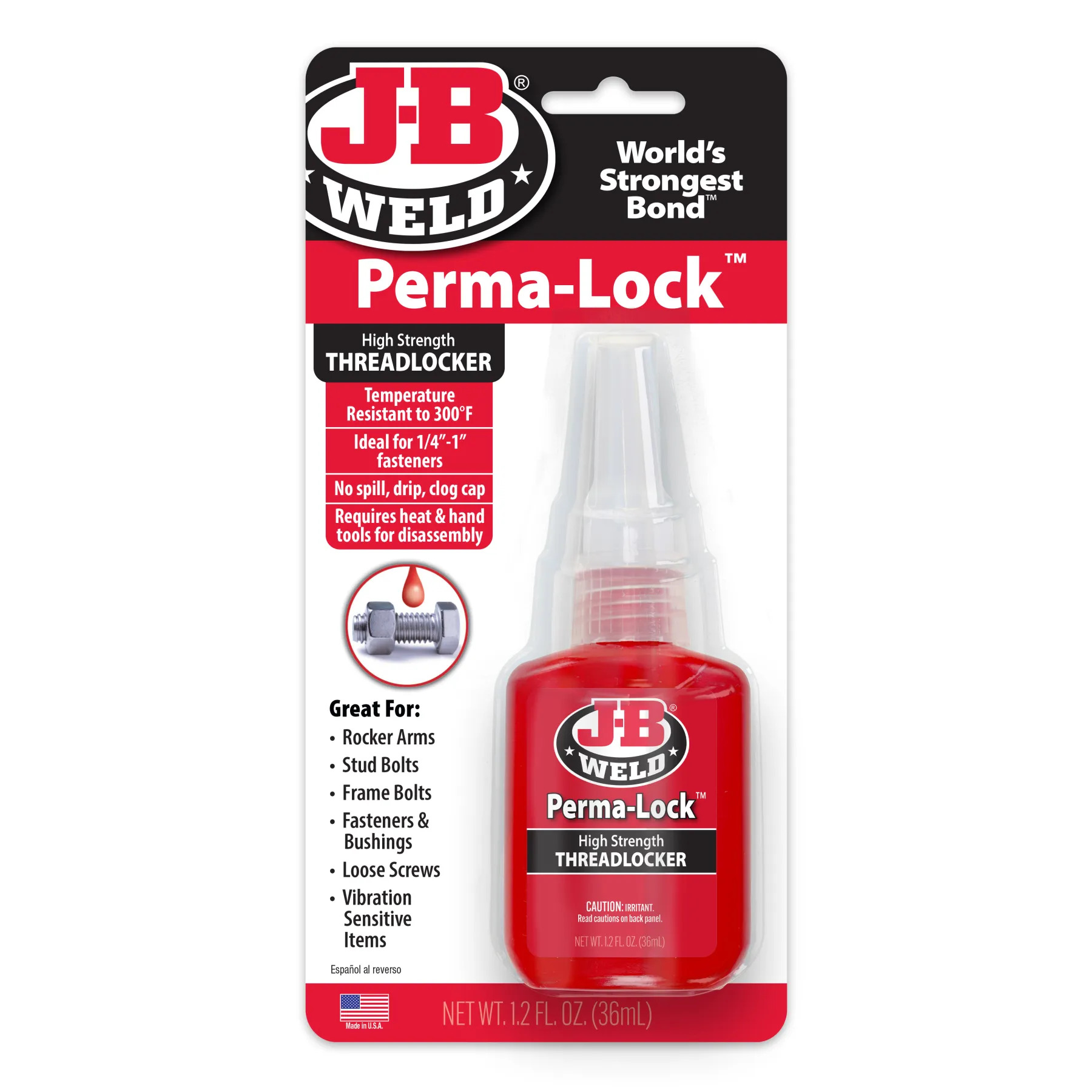 Σφραγιστικό Σπειρωμάτων J-B WELD Perma-Lock Red Threadlocker- 1.2 OZ 36ml Κόκκινο